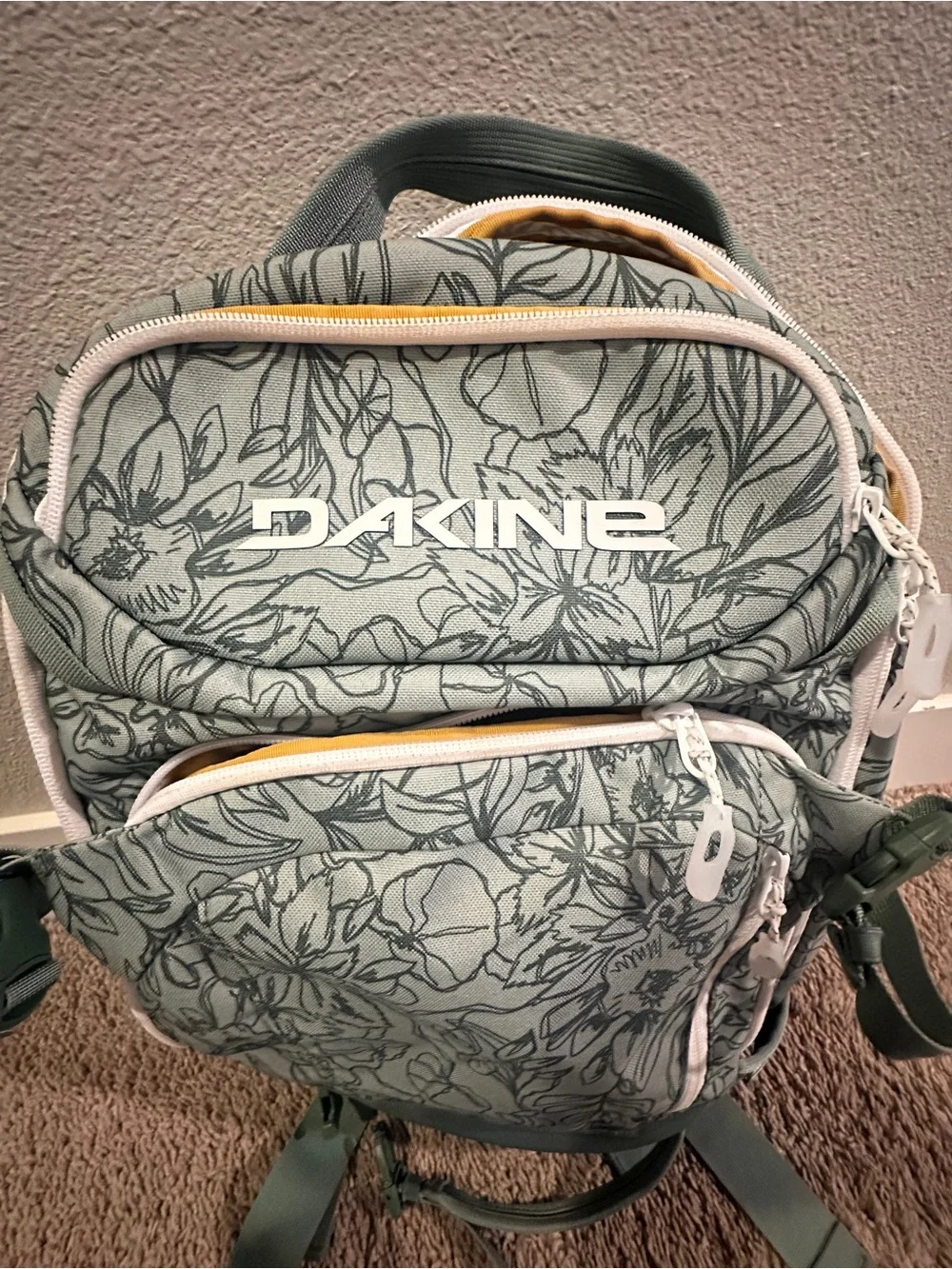 Dakine Floral Print Backpack in Sage teal color